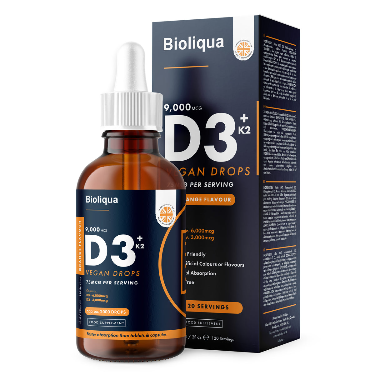 Bioliqua Vitamin D3+K2 Liquid Drops | Wellness Factory