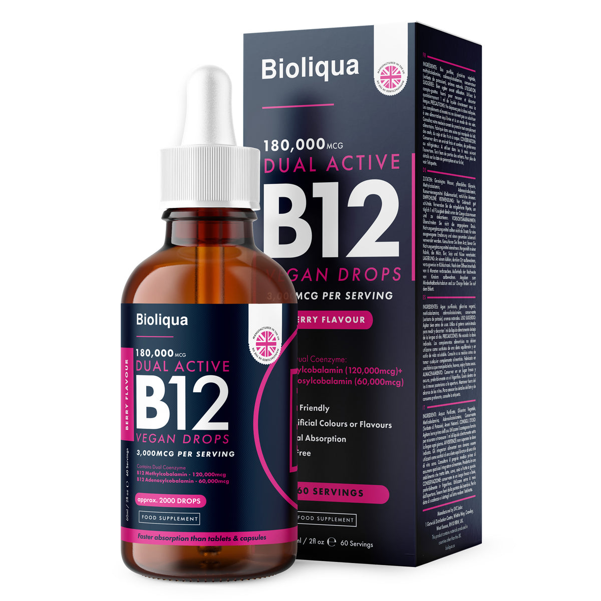 Bioliqua Vitamin B12 Liquid Drops | 60ml | Wellness Factory