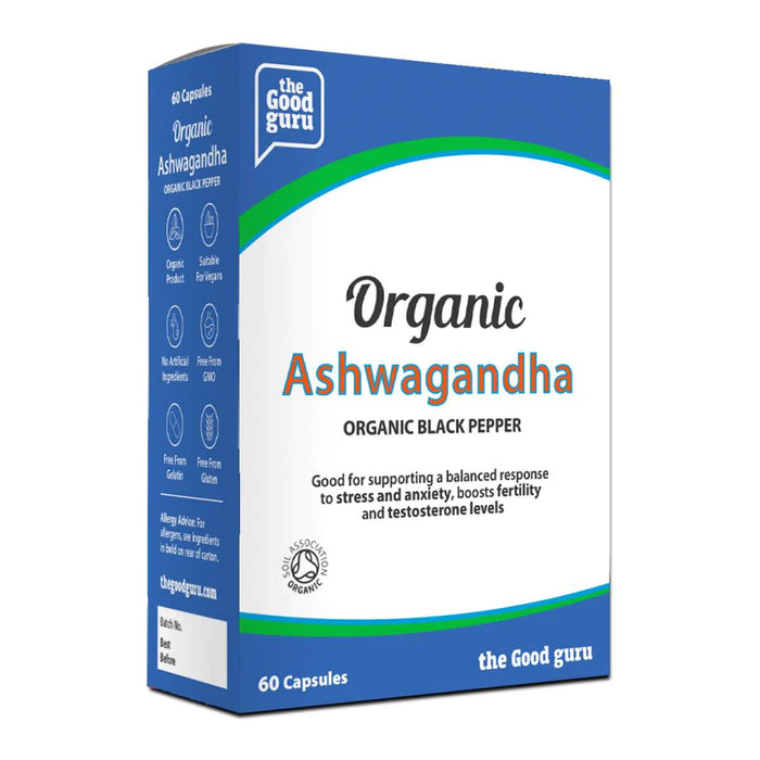 The Good Guru | Organic Ashwagandha + Black Pepper | 60 Capsules
