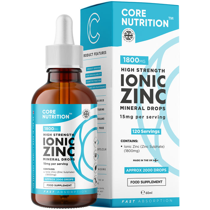 Core Nutrition Ionic Zinc Liquid Drops 60ml 15mg Wellness Factory